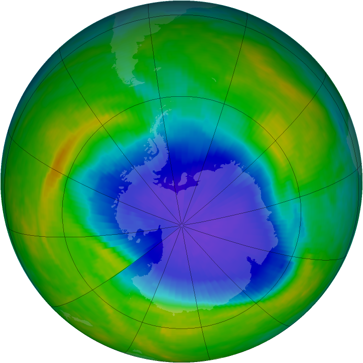 Antarctic ozone map for 22 October 1985